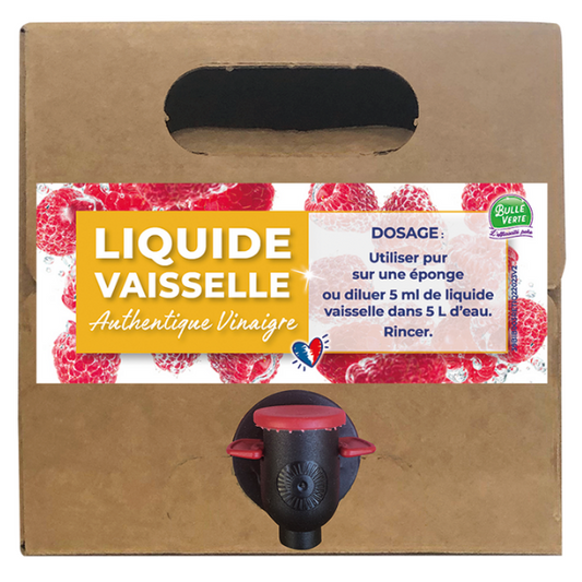 Bulle Verte -- Liquide vaisselle authentique vinaigre framboise - 3 l