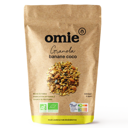 Omie -- Granola à la banane et à la noix de coco bio (avoine français) - 330 g