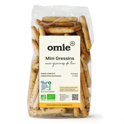 Omie -- Gressins aux graines de lin bio (ingrédients italiens) - 200 g