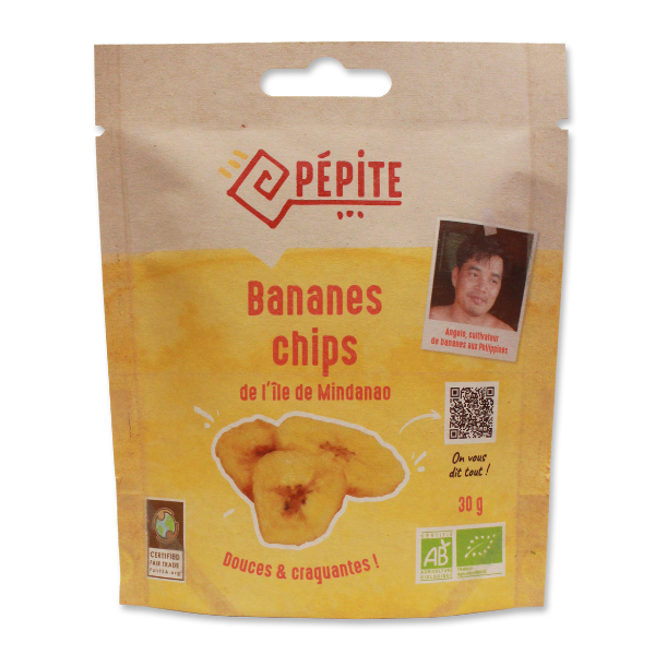 Agrosourcing -- Bananes des philippines chips bio - 30 g x 15